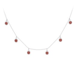 Kids Birthstone Charm Necklace with 6 Stones in 925 Sterling Silver with Garnet