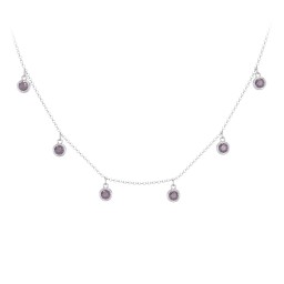 Kids Birthstone Charm Necklace with 6 Stones in 925 Sterling Silver with Alexandrite