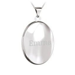 Kids Engravable Oval Photo Locket Necklace