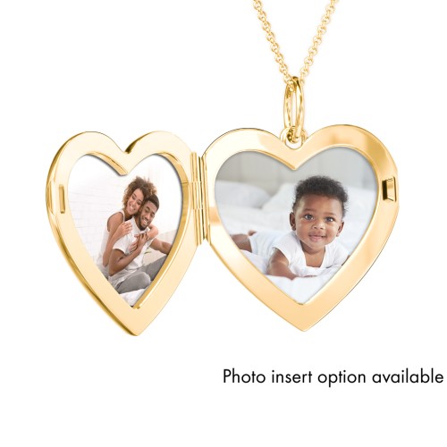 Kids Engravable Heart Photo Locket Necklace – 18K Gold Plated Silver