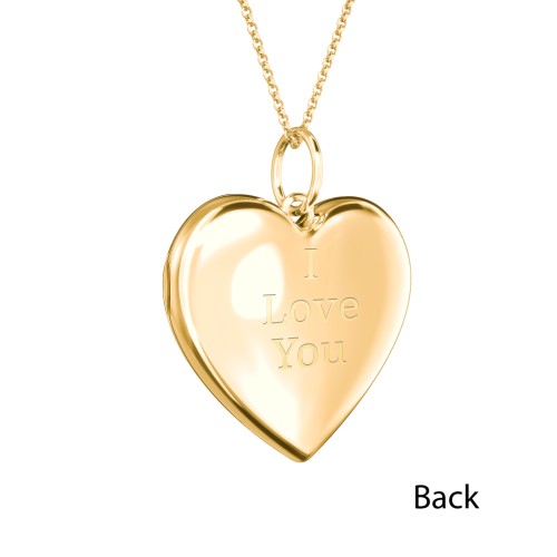 Kids Engravable Heart Photo Locket Necklace – 18K Gold Plated Silver
