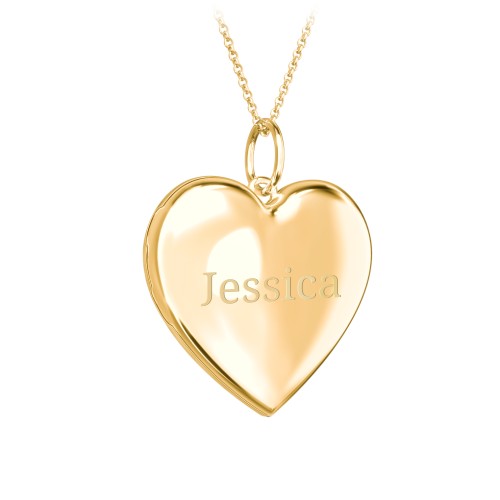 Kids Engravable Heart Photo Locket Necklace – 18K Gold Plated Silver