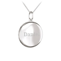 Kids Engravable Round Photo Locket Necklace in 925 Sterling Silver