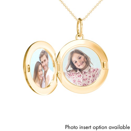 Kids Engravable Round Photo Locket Necklace – Vermeil