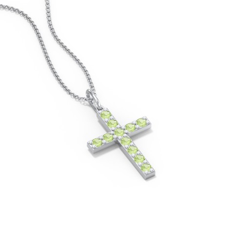 Kids Medium Gemstone Cross Pendant