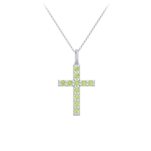 Kids Medium Gemstone Cross Pendant