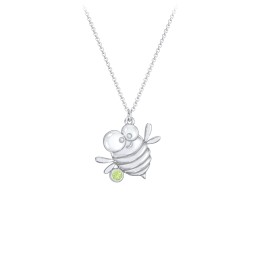 Kids Bumble Bee Birthstone Critter Necklace in 925 Sterling Silver with Peridot
