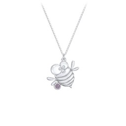 Kids Bumble Bee Birthstone Critter Necklace in 925 Sterling Silver with Alexandrite