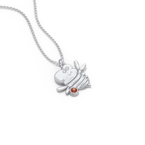 Kids Bumble Bee Birthstone Critter Necklace – Sterling Silver with Garnet