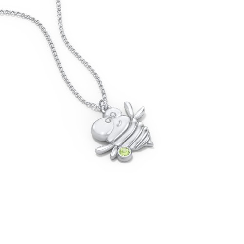 Kids Bumble Bee Birthstone Critter Necklace – Sterling Silver with Peridot