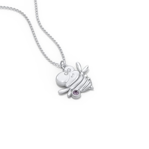 Kids Bumble Bee Birthstone Critter Necklace – Sterling Silver with Alexandrite