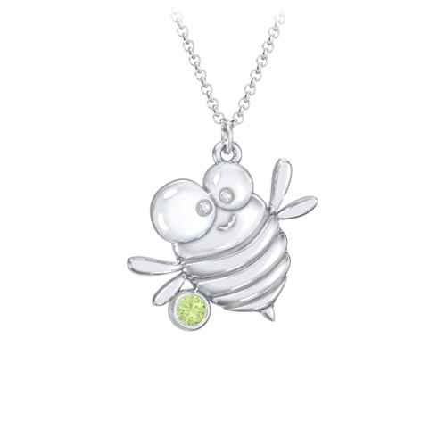 Kids Bumble Bee Birthstone Critter Necklace – Sterling Silver with Peridot