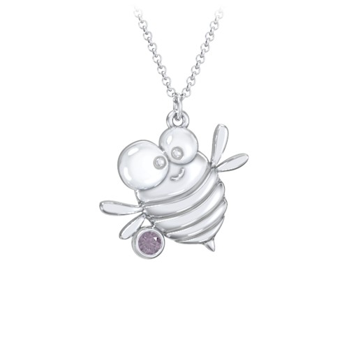 Kids Bumble Bee Birthstone Critter Necklace – Sterling Silver with Alexandrite