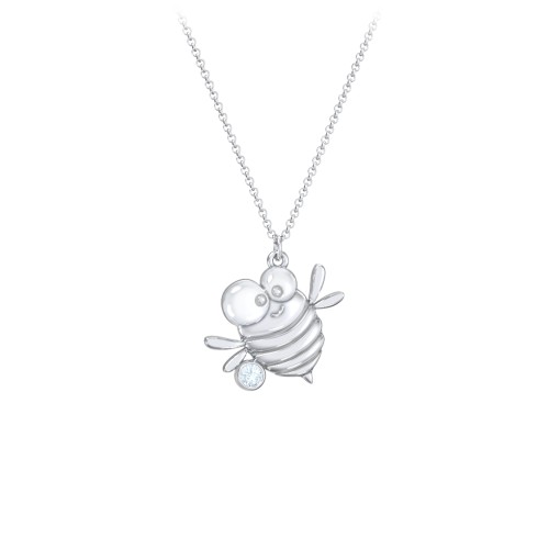 Kids Bumble Bee Birthstone Critter Necklace – Sterling Silver with Aquamarine