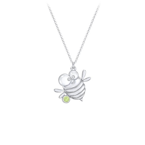 Kids Bumble Bee Birthstone Critter Necklace – Sterling Silver with Peridot