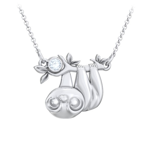 Kids Sloth Birthstone Critter Necklace