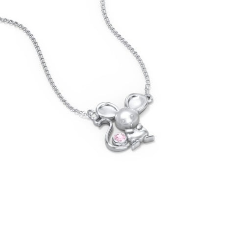 Kids Mouse Birthstone Critter Necklace