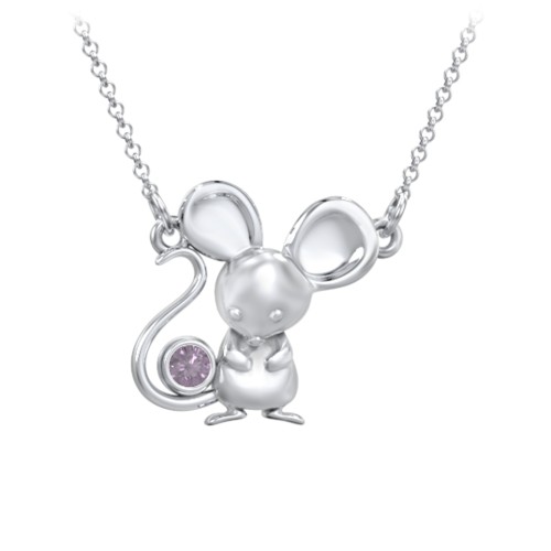 Kids Mouse Birthstone Critter Necklace