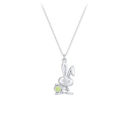 Kids Bunny Birthstone Critter Necklace in 925 Sterling Silver with Peridot