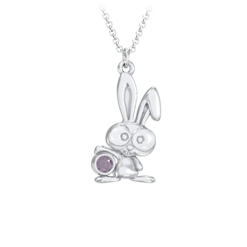Kids Bunny Birthstone Critter Necklace – Sterling Silver with Alexandrite
