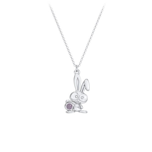 Kids Bunny Birthstone Critter Necklace – Sterling Silver with Alexandrite