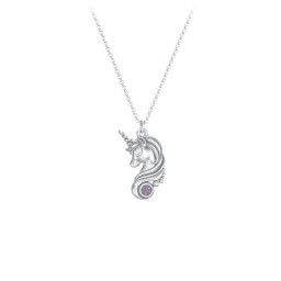 Kids Unicorn Pendant Necklace with Birthstone in 925 Sterling Silver