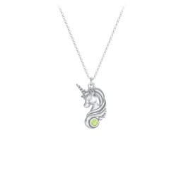 Kids Unicorn Pendant Necklace with Birthstone in 925 Sterling Silver with Peridot