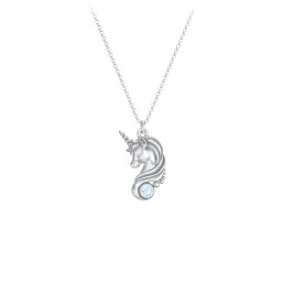 Kids Unicorn Pendant Necklace with Birthstone in 925 Sterling Silver with Blue Topaz