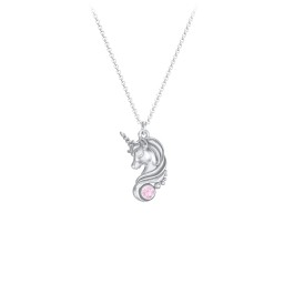 Kids Unicorn Pendant Necklace with Birthstone in 925 Sterling Silver with Pink Tourmaline