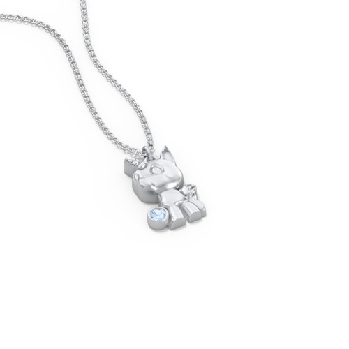 Baby Unicorn Birthstone Critter Necklace – Sterling Silver with Blue Topaz