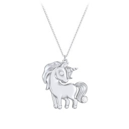 Kids Engravable Unicorn Birthstone Pendant Necklace
