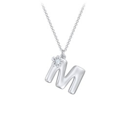 Kids Bubble Initial Necklace With Birthstone Flower