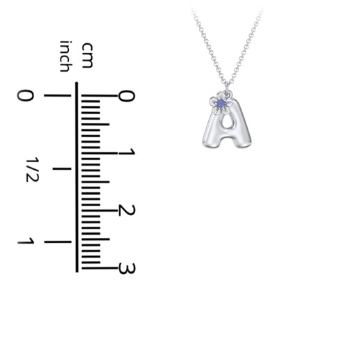 Kids Bubble Initial Necklace With Birthstone Flower – 9kt Yellow Gold with Ruby