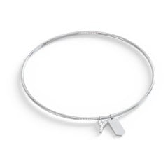 Classic Bangle with Pavé Initial and Engravable Tag Charms - Y