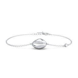 Coffee Bean Shell Bracelet with Bezel Set Gemstone