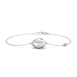 Coffee Bean Shell Bracelet with Bezel Set Gemstone