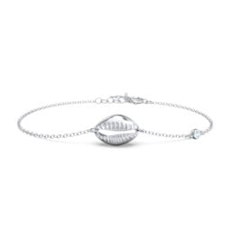Coffee Bean Shell Bracelet with Bezel Set Gemstone