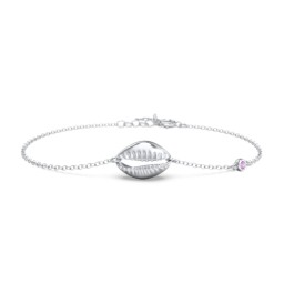 Coffee Bean Shell Bracelet with Bezel Set Gemstone in 925 Sterling Silver with Amethyst