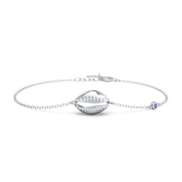 Coffee Bean Shell Bracelet with Bezel Set Gemstone in 925 Sterling Silver with Blue Sapphire