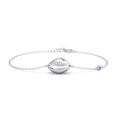 Coffee Bean Shell Bracelet with Bezel Set Gemstone – 9kt Yellow Gold with Amethyst