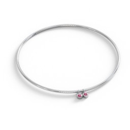 Classic Bangle with 2 Gemstone Charms
