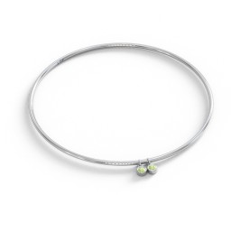 Classic Bangle with 2 Gemstone Charms