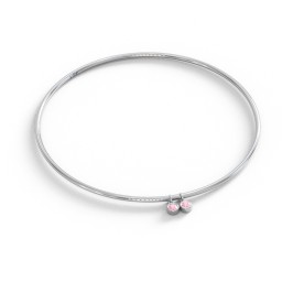 Classic Bangle with 2 Gemstone Charms