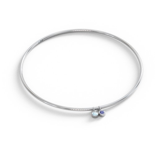 Classic Bangle with 2 Gemstone Charms