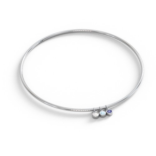 Classic Bangle with 3 Gemstone Charms