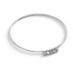 Classic Bangle with 5 Gemstone Charms