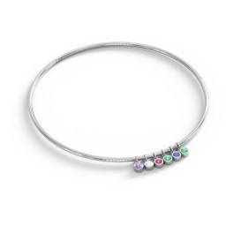 Classic Bangle with 6 Gemstone Charms