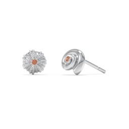 Ocean Collection Studs With Accent - Pair in 925 Sterling Silver with Garnet