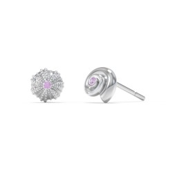 Ocean Collection Studs With Accent - Pair in 925 Sterling Silver with Amethyst