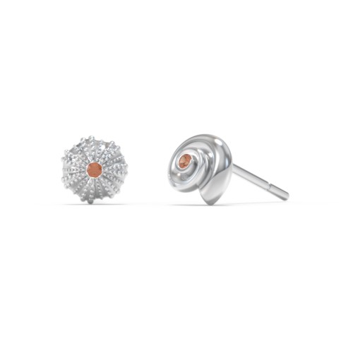 Ocean Collection Studs With Accent - Pair – Sterling Silver with Garnet